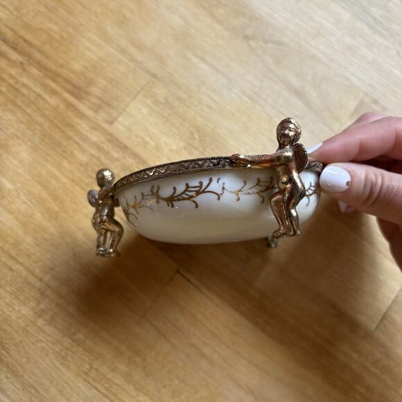 Vintage TAJ importing Co San Francisco Japan Candy Jewelry Dish Angel Stand - Picture 7 of 11